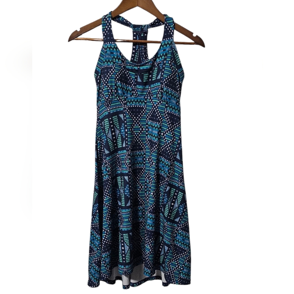 prAna “Cali” Dress – Women’s XS | Blue & Green Aztec Print